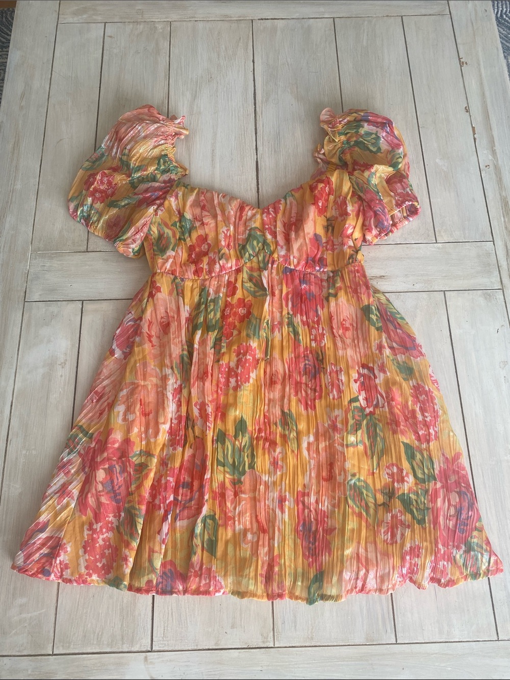 Lovers & Friends Yellow Pink Green Floral Dress Small